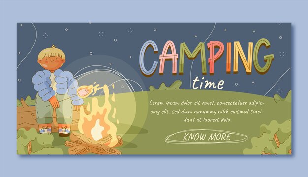 Gratis vector hand getekend camping sjabloonontwerp