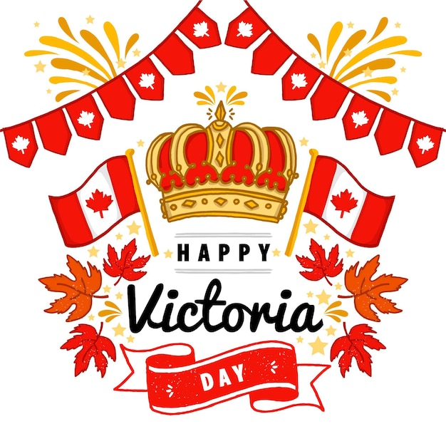 Gratis vector hand getekend canadese victoria dag illustratie