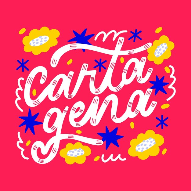 Hand getekend cartagena tekst illustratie