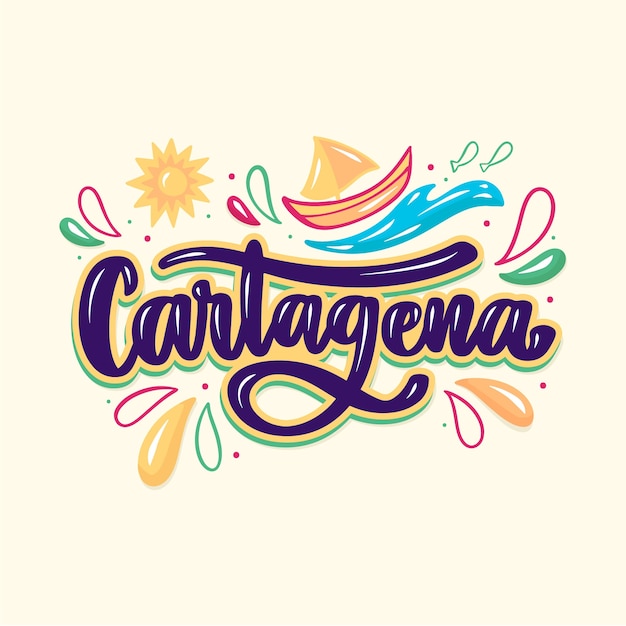 Gratis vector hand getekend cartagena tekst illustratie