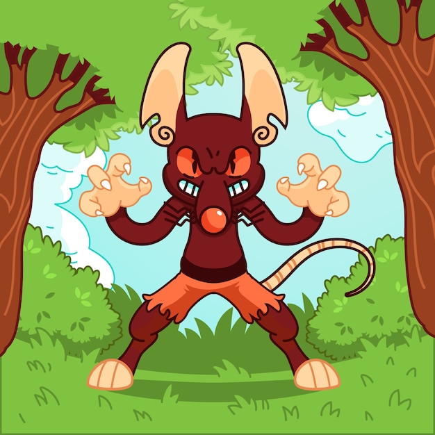 Gratis vector hand getekend cartoon boze rat illustratie