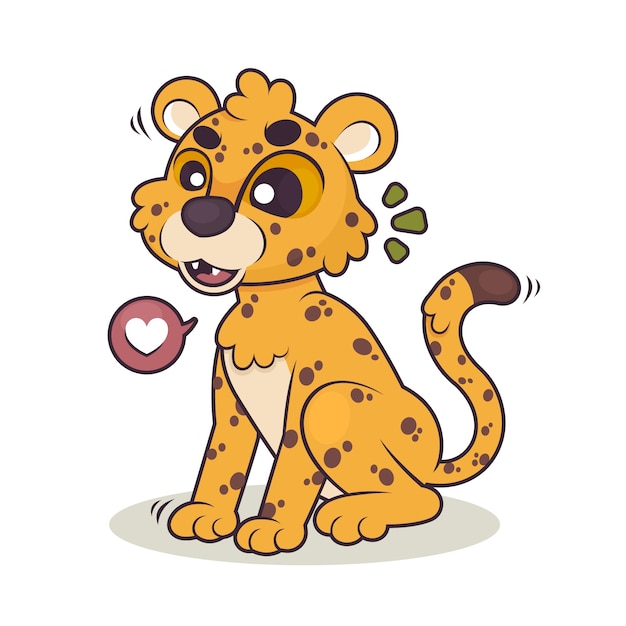 Hand getekend cartoon cheetah illustratie