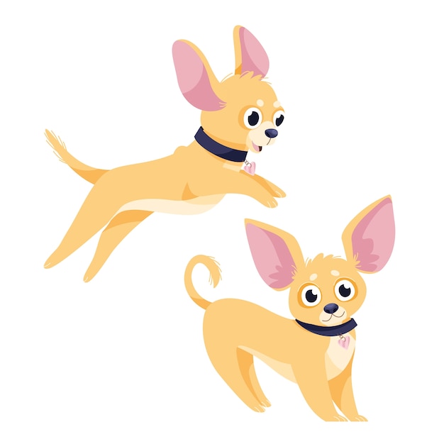 Gratis vector hand getekend cartoon chihuahua illustratie