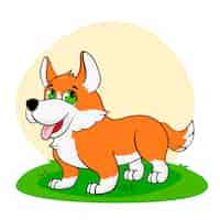 Gratis vector hand getekend cartoon corgi illustratie