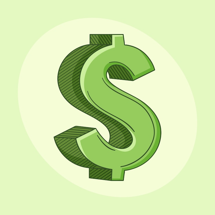 Gratis Vector hand getekend cartoon dollarteken illustratie