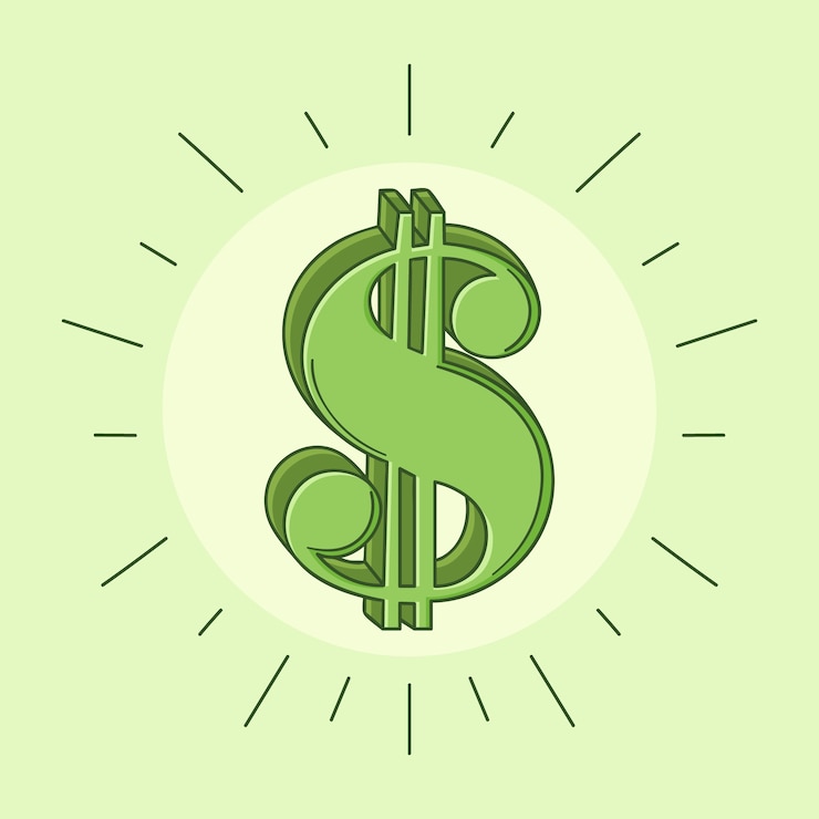 Gratis Vector hand getekend cartoon dollarteken illustratie