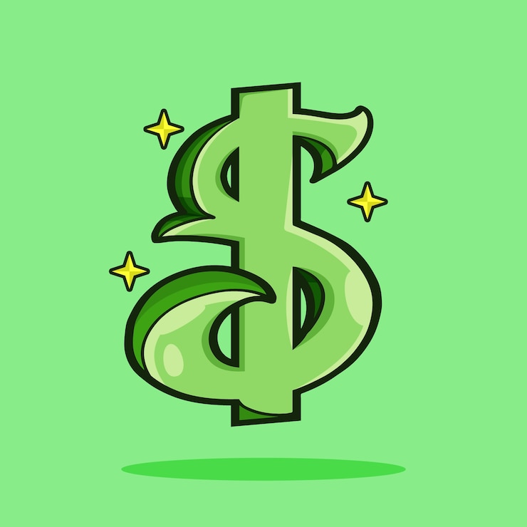 Gratis Vector hand getekend cartoon dollarteken illustratie