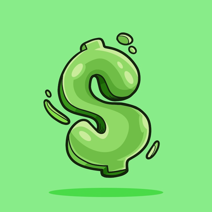 Gratis Vector hand getekend cartoon dollarteken illustratie