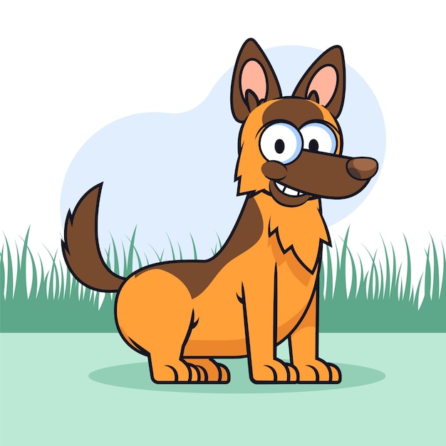 Hand getekend cartoon duitse herder illustratie