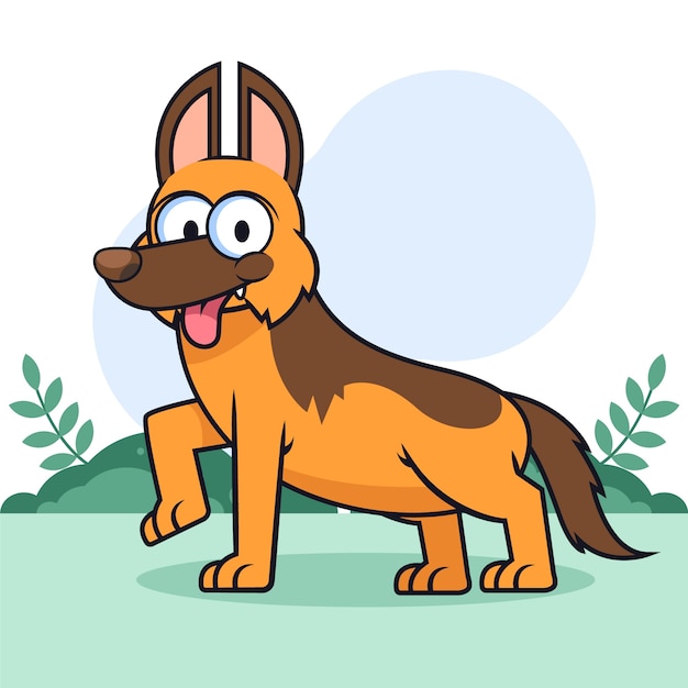 Gratis vector hand getekend cartoon duitse herder illustratie