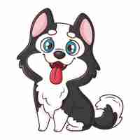 Gratis vector hand getekend cartoon husky illustratie