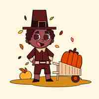 Gratis vector hand getekend cartoon karakter illustratie voor thanksgiving-viering