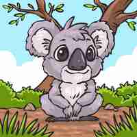 Gratis vector hand getekend cartoon koala illustratie