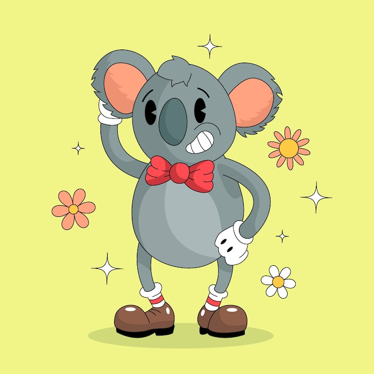 Gratis Vector hand getekend cartoon koala illustratie