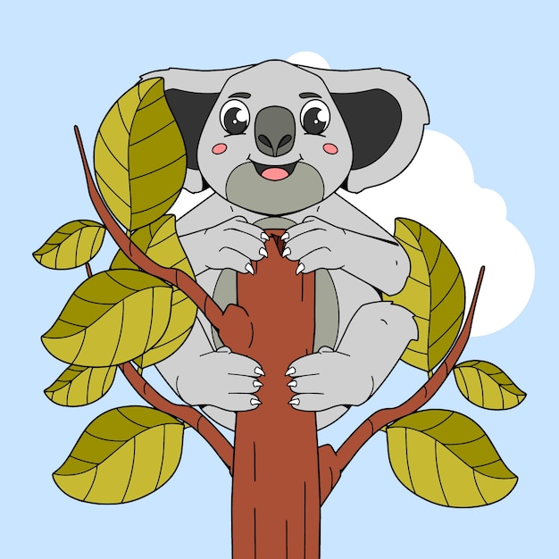 Gratis vector hand getekend cartoon koala illustratie