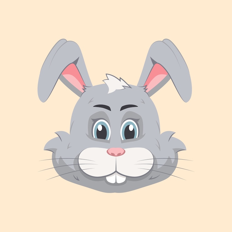 Gratis Vector hand getekend cartoon konijntje gezicht illustratie