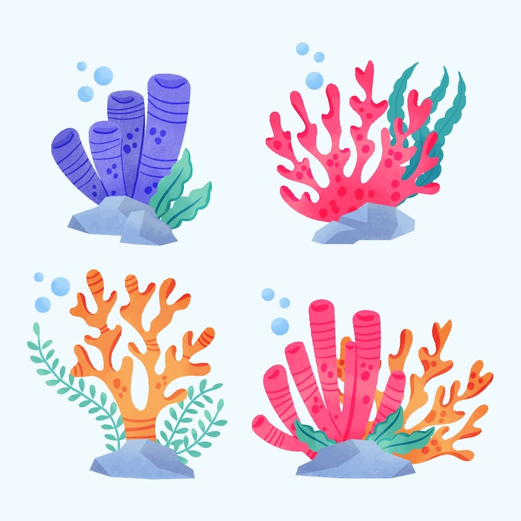 Gratis Vector hand getekend cartoon koraal illustratie