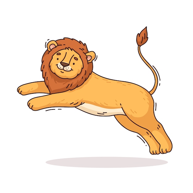 Gratis vector hand getekend cartoon leeuw illustratie