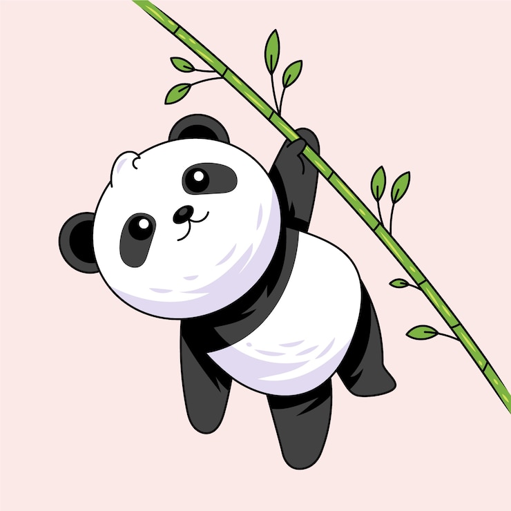 Gratis Vector hand getekend cartoon panda illustratie