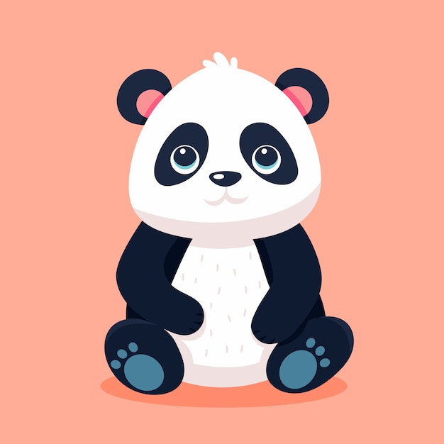 Gratis vector hand getekend cartoon panda illustratie