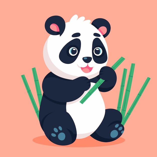 Gratis vector hand getekend cartoon panda illustratie