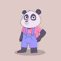 Gratis vector hand getekend cartoon panda illustratie