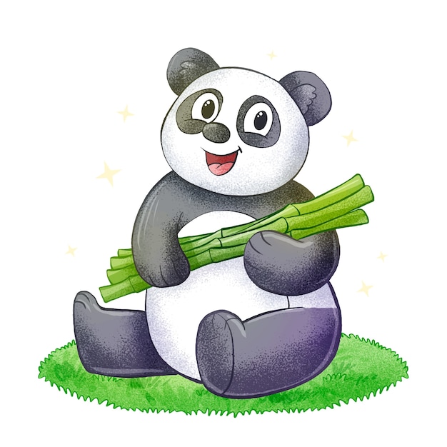 Hand getekend cartoon panda illustratie