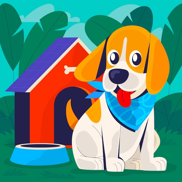 Gratis vector hand getekend cartoon puppy illustratie