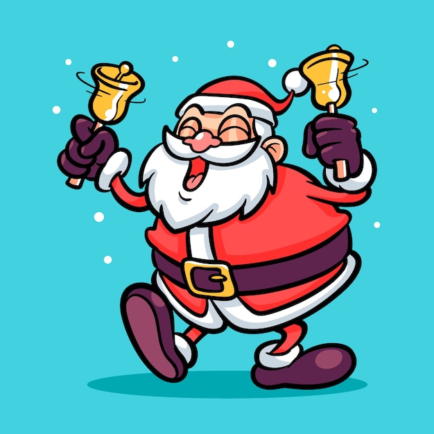 Gratis vector hand getekend cartoon santa illustratie voor kerstseizoen