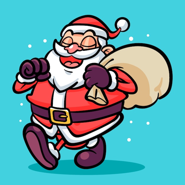 Gratis vector hand getekend cartoon santa illustratie voor kerstseizoen