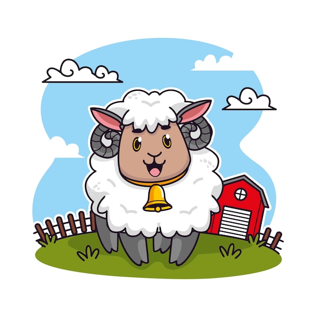 Gratis vector hand getekend cartoon schapen illustratie