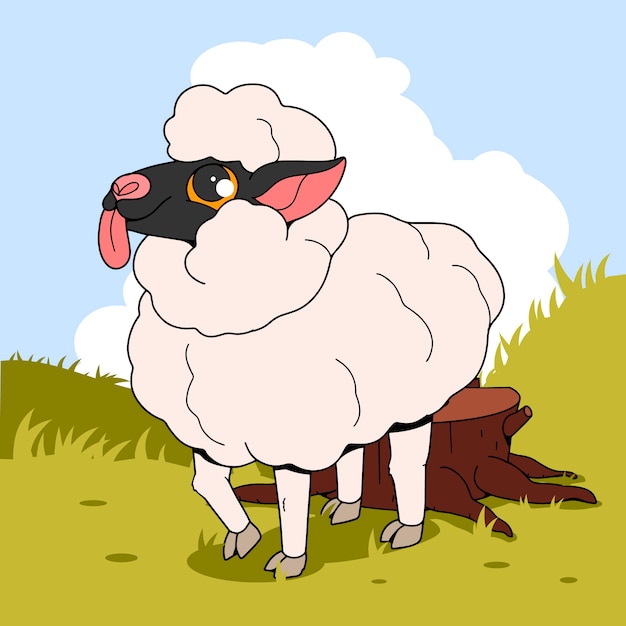 Gratis vector hand getekend cartoon schapen illustratie