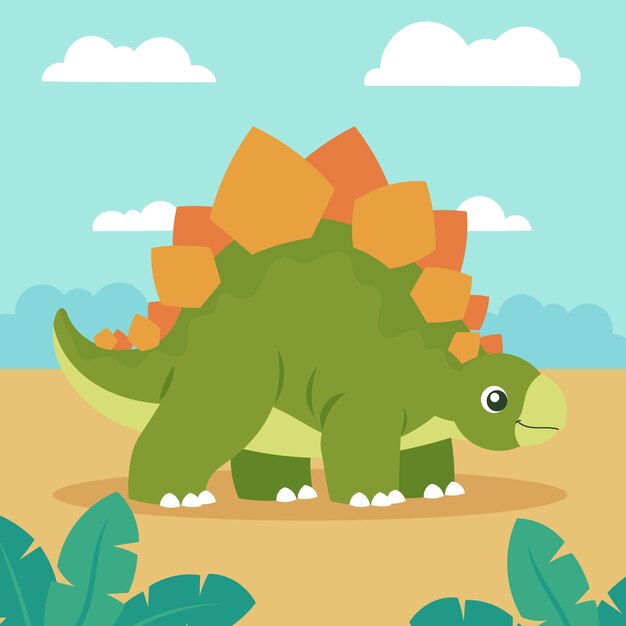 Gratis vector hand getekend cartoon stegosaurus illustratie