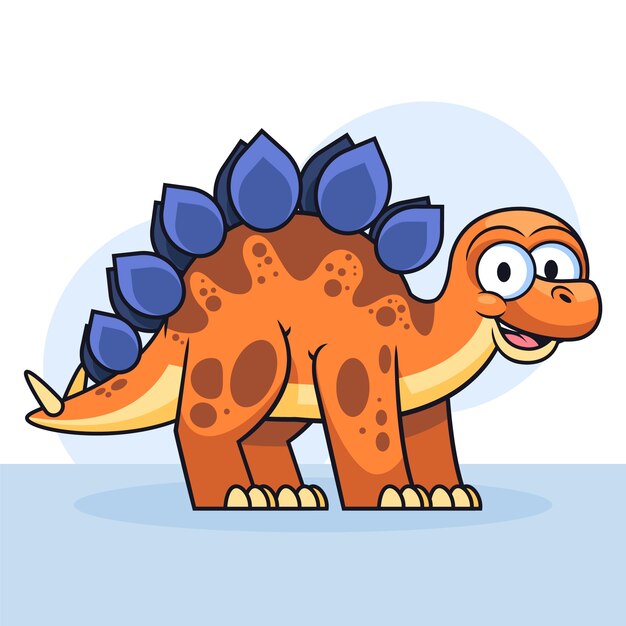 Gratis vector hand getekend cartoon stegosaurus illustratie