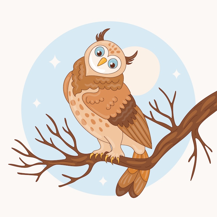 Gratis Vector hand getekend cartoon uil illustratie
