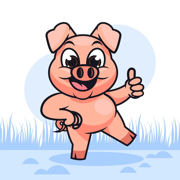 Gratis Vector hand getekend cartoon varken illustratie