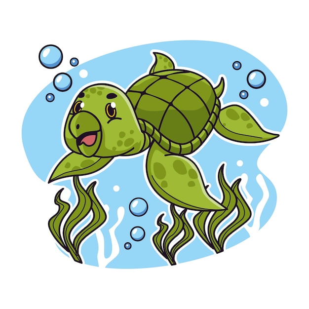 Hand getekend cartoon zeeschildpad illustratie