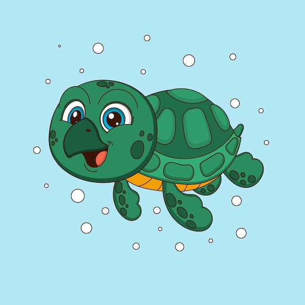 Gratis vector hand getekend cartoon zeeschildpad illustratie