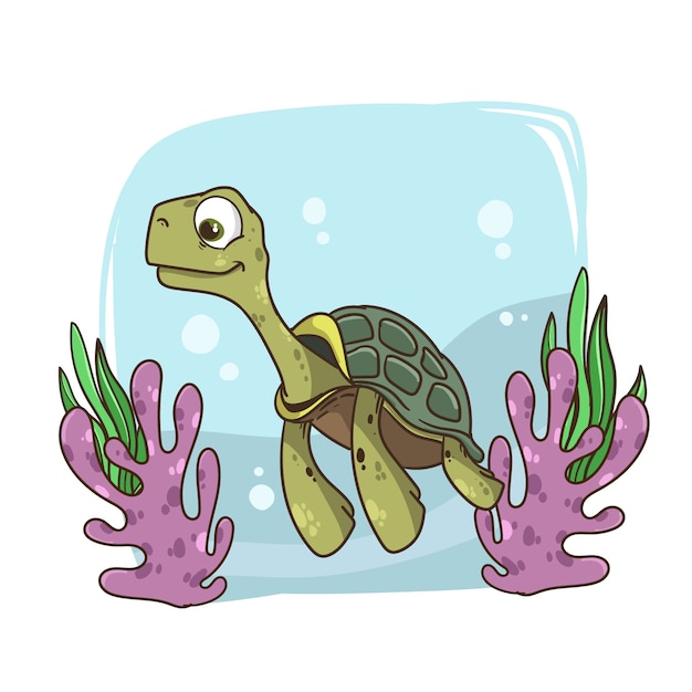 Gratis vector hand getekend cartoon zeeschildpad illustratie