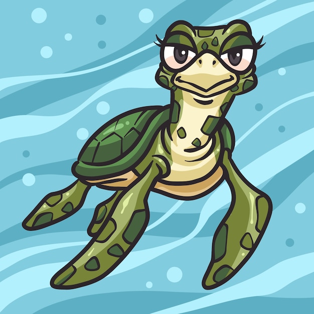 Hand getekend cartoon zeeschildpad illustratie