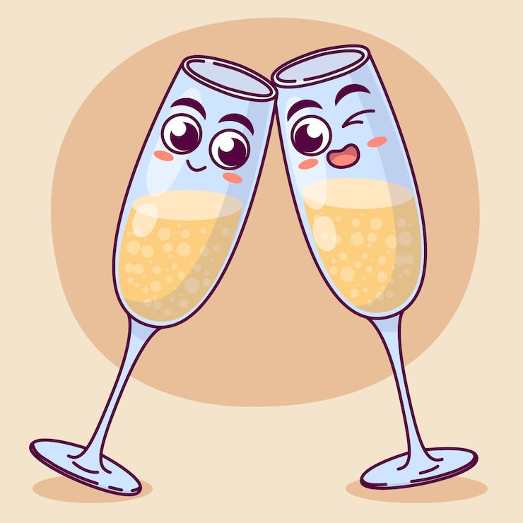 Gratis Vector hand getekend champagne cartoon afbeelding