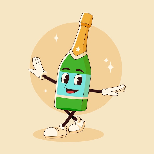 Gratis vector hand getekend champagne cartoon afbeelding