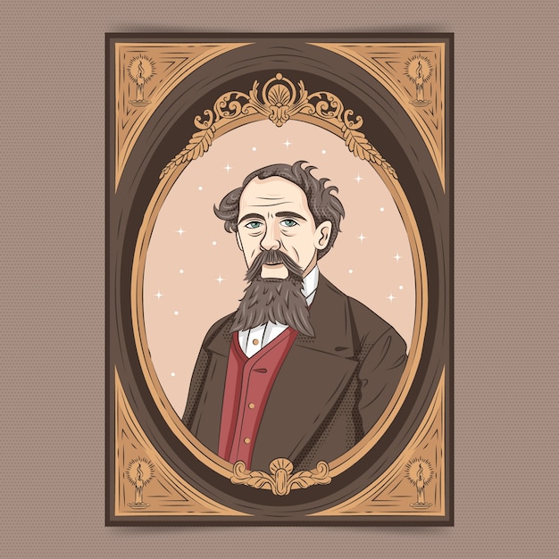 Gratis vector hand getekend charles dickens illustratie