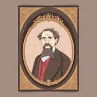 Gratis vector hand getekend charles dickens illustratie