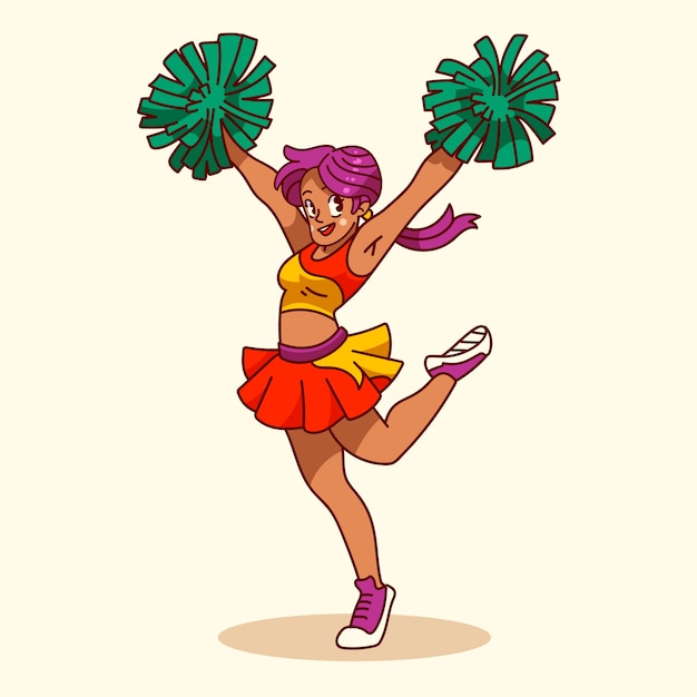 Gratis vector hand getekend cheerleader cartoon afbeelding