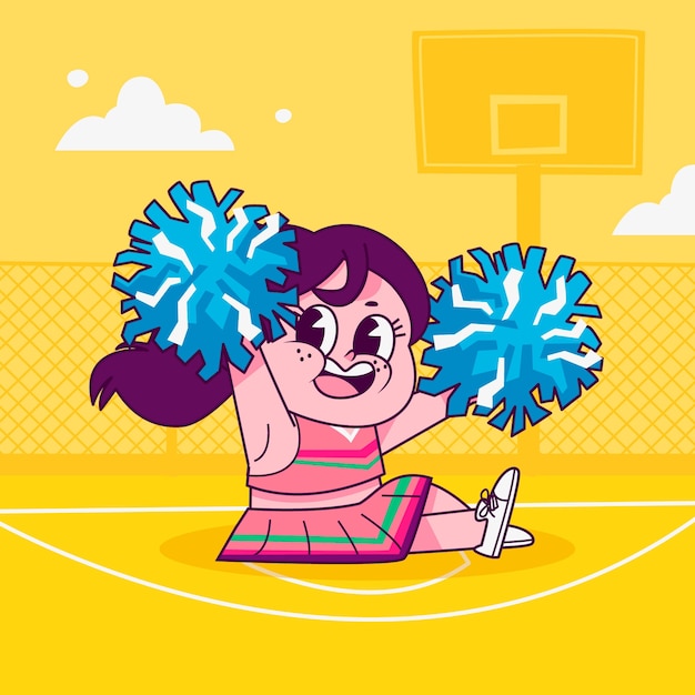 Hand getekend cheerleader cartoon afbeelding