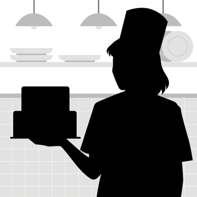 Gratis vector hand getekend chef-kok silhouet