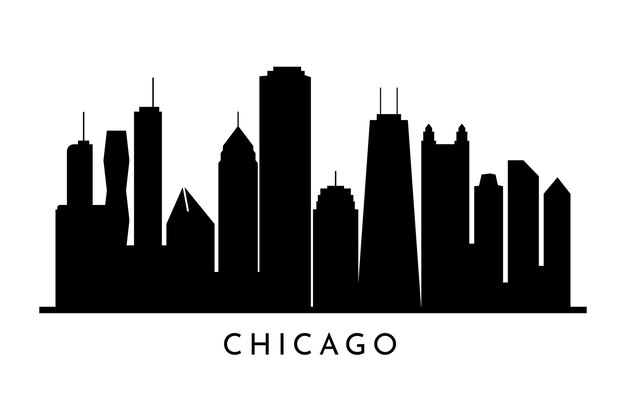 Hand getekend Chicago skyline silhouet