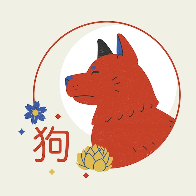 Gratis vector hand getekend chinese dierenriem dierlijke sjabloon