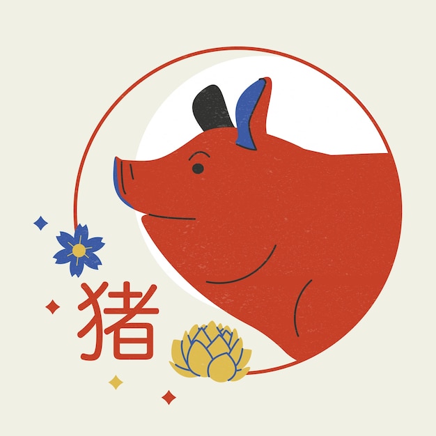 Gratis vector hand getekend chinese dierenriem dierlijke sjabloon